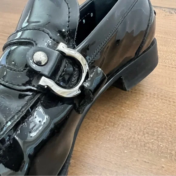 Salvatore Ferragamo Black Patent Leather Men’s Shoes 9 - Picture 10 of 12